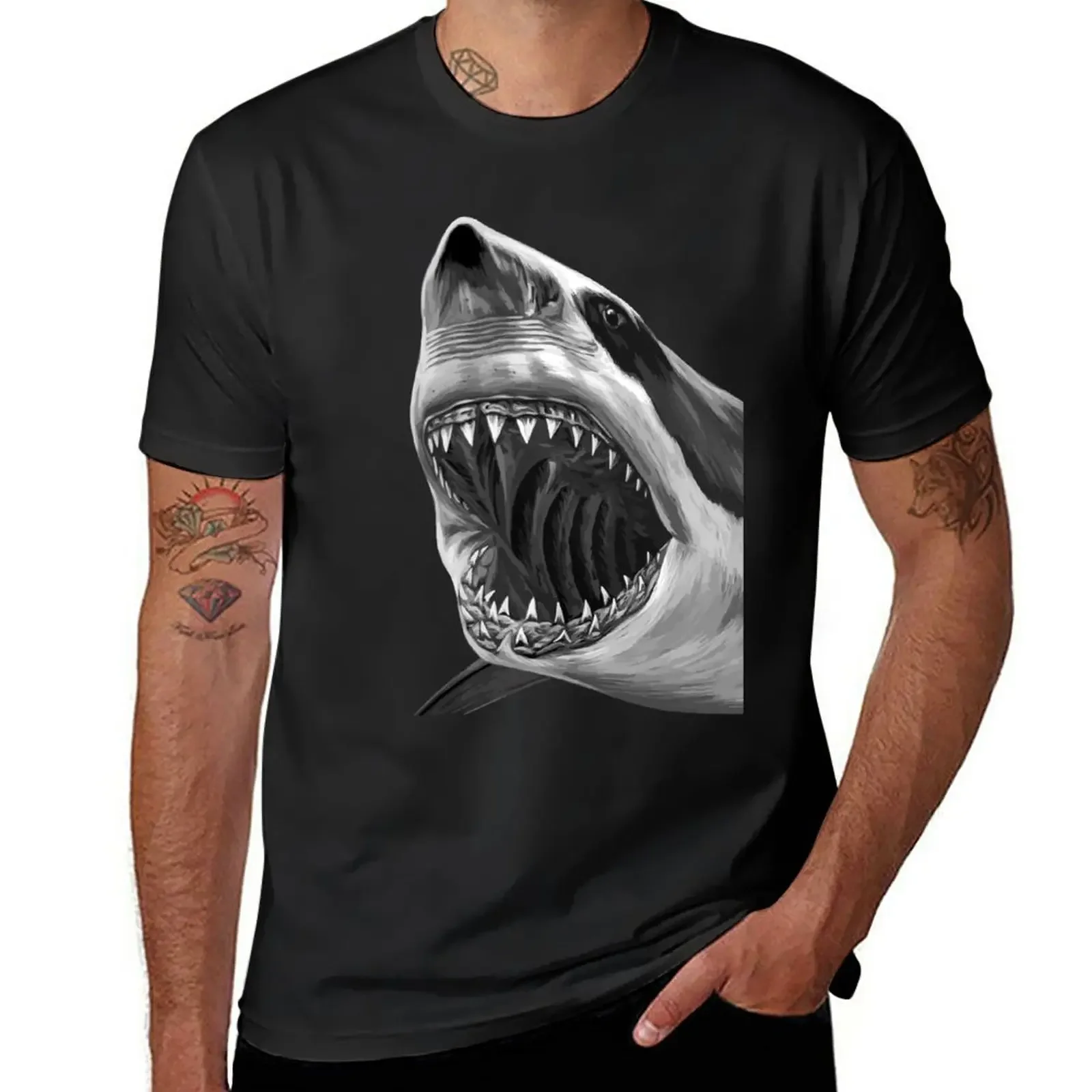 

Great White Shark T-Shirt customizeds Blouse customs t shirts men