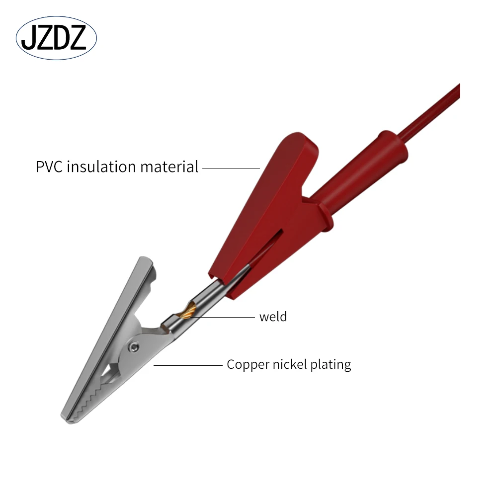 JZDZ 2pcs Test Leads Right-angle Banana Plug to Fully Insulated Alligator Clips  Wire Cable Flexible Copper Line  J.70065