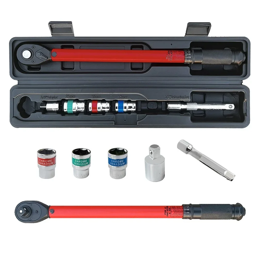 High Carbon Steel 1/2 Inch Torque Wrench Set 72 Tooth 20 to 230 Nm with Chrome Finish and Balanced Weight Design