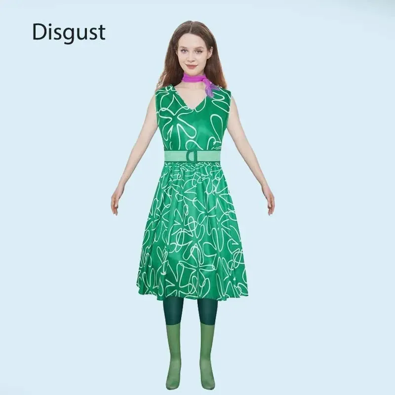 

Anime Cosplay Insider Out Women Girls Disgust Outfits with Headwear for Halloween Disgust Cosplay Costume