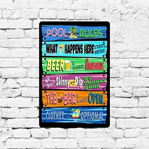 Nonbrand magic ceramic Tin Sign 2020 rusty interesting swimming pool sign swimming pool rules Luo party swimming pool party