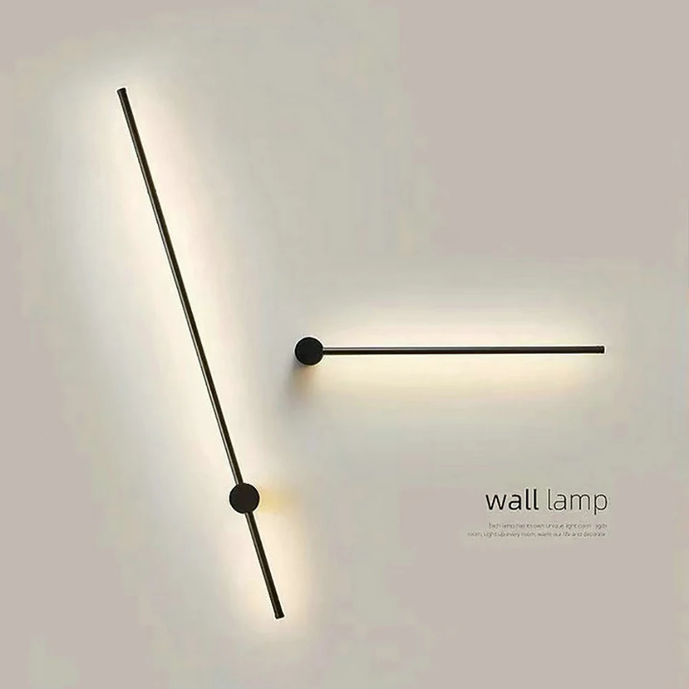 Imagem -04 - Lâmpada de Parede Minimalista para Quarto Abajur Creative Led Strip Lâmpada Linear Moderno Restaurante Nórdico