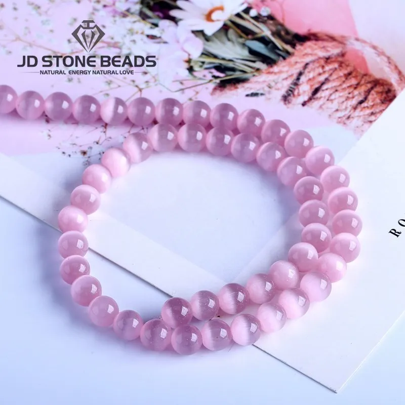 18 colori pietra naturale occhio di gatto perline rosa bianco blu rotondo opale sciolto per gioielli che fanno bracciali fai da te accessori per collana