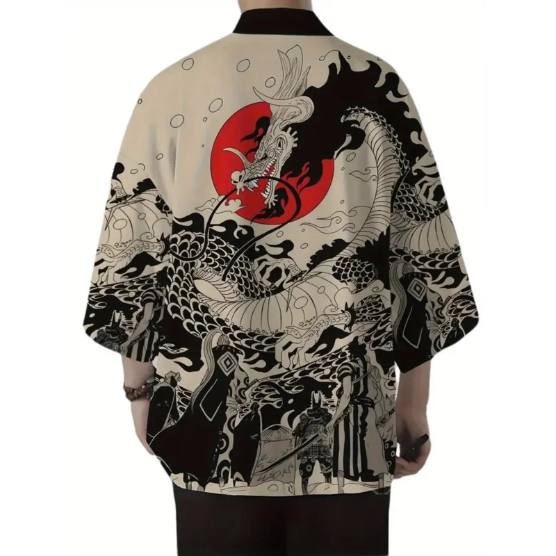 Japanese Kimono Retro Crane Print Thin Coat Haori Hanfu Suit Cloak Men\'s Summer Chinese Style New Tang Suit Taoist Robe