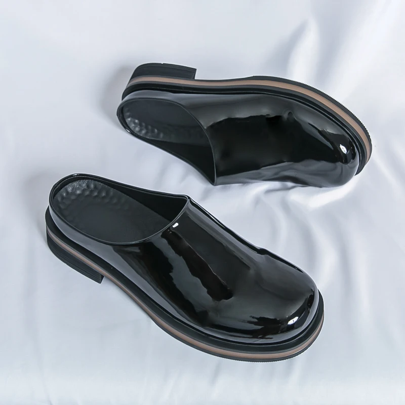New Arrival Men Slip On Lazy Mules Platform Casual Leather Slippers Trendy Closed Toe Fashion Outdoor Daily Hot SellingFootwear