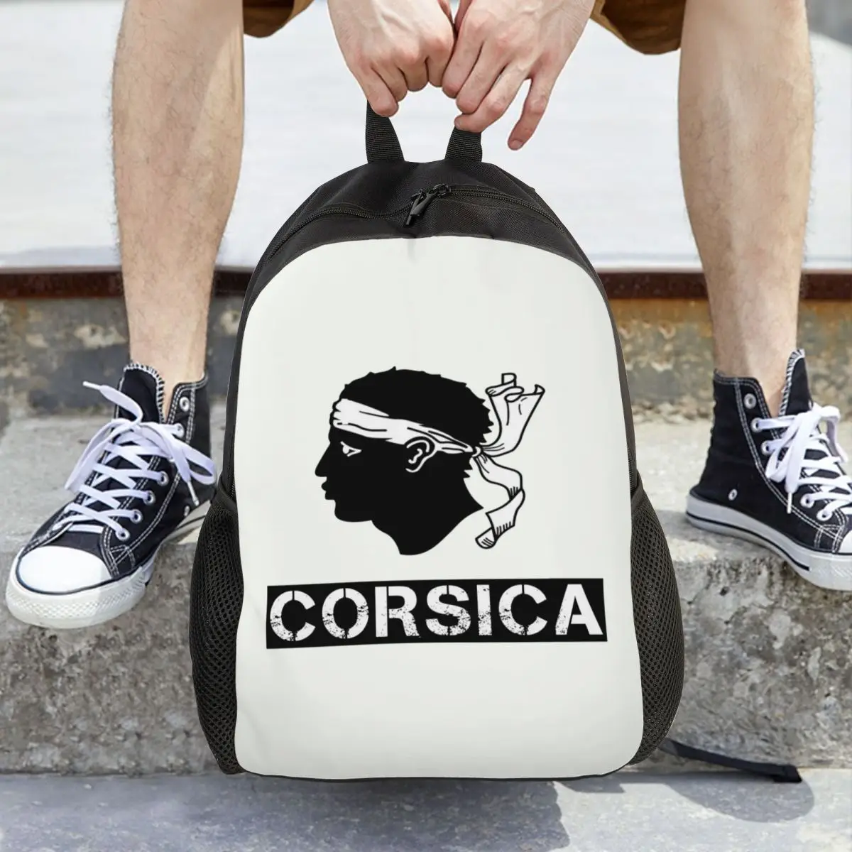 

Рюкзак с картой и флагом Корсика, французский корсиканский рюкзак, вместительный детский рюкзак, школьная сумка, сумки на плечо для мужчин и женщин