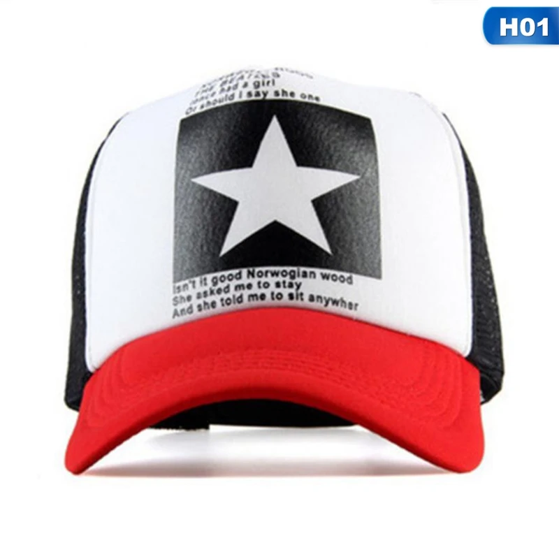 Unisex Baseball Cap Casual Mesh Visor Adjustable Summer Star Pattern Hat Snapback Hats For Women Men Hip Hop Trucker Cap Dad Hat