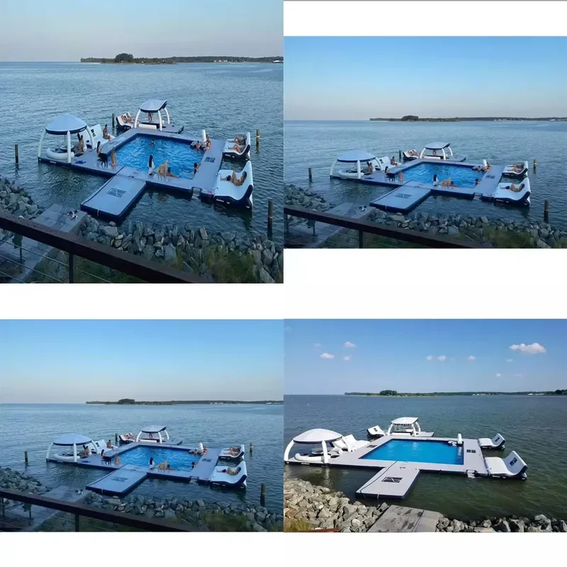 Factory Price Inflatable Floating Island Platform High Quality Inflatable Floating Dock Play Water Entertainment