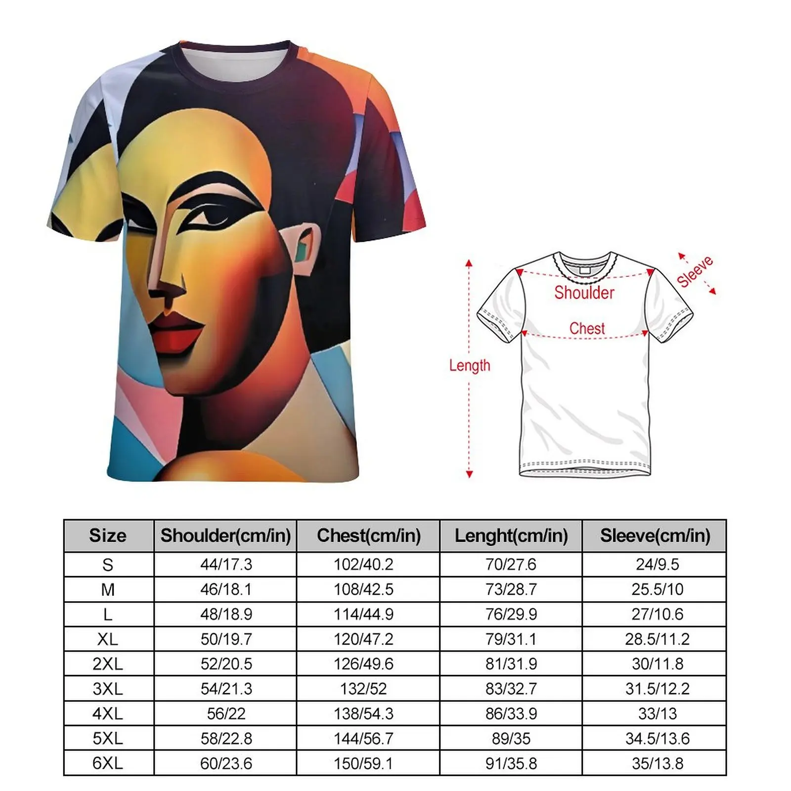 Beach Lady Face Art Board Print T Shirts Cubist Style Streetwear T Shirt Woman Short-Sleeve Oversized Tees Design Tops Gift Idea