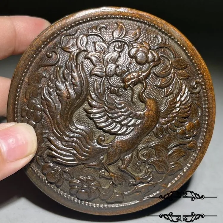 Wenwan imitation old and antique Qianlong annual system, the four major divine beasts jewelry box, Suzaku ink box, ancient alloy