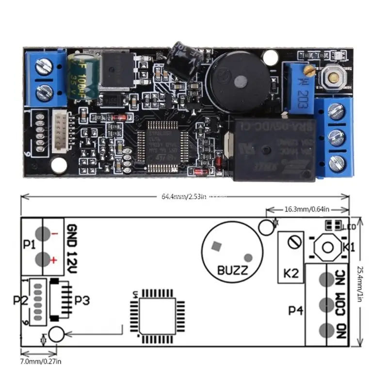 NEW-K202 DC12V Low Power Fingerprint Control Board + R503 Fingerprint Module Round Fingerprint Recognition Module New Dropship