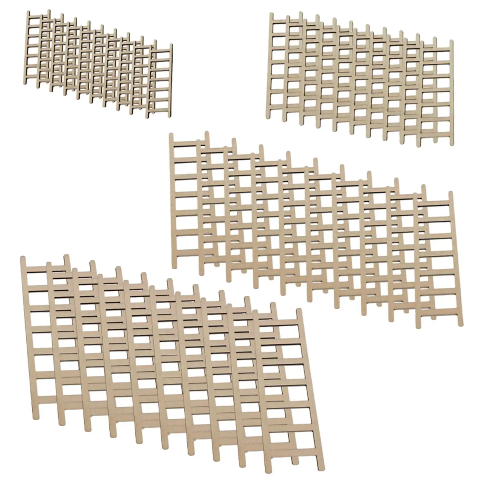 40Pcs Ladder Stairs DIY Crafts Wooden Ornament Stepladder for Dollhouse