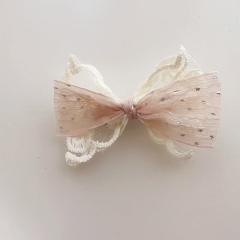 Baby Girl Princess Lace Ribbon Bow Children Lolita Headwear Top Clip Hairpin Head-Dress Party Wedding Birthday Baby Accessories