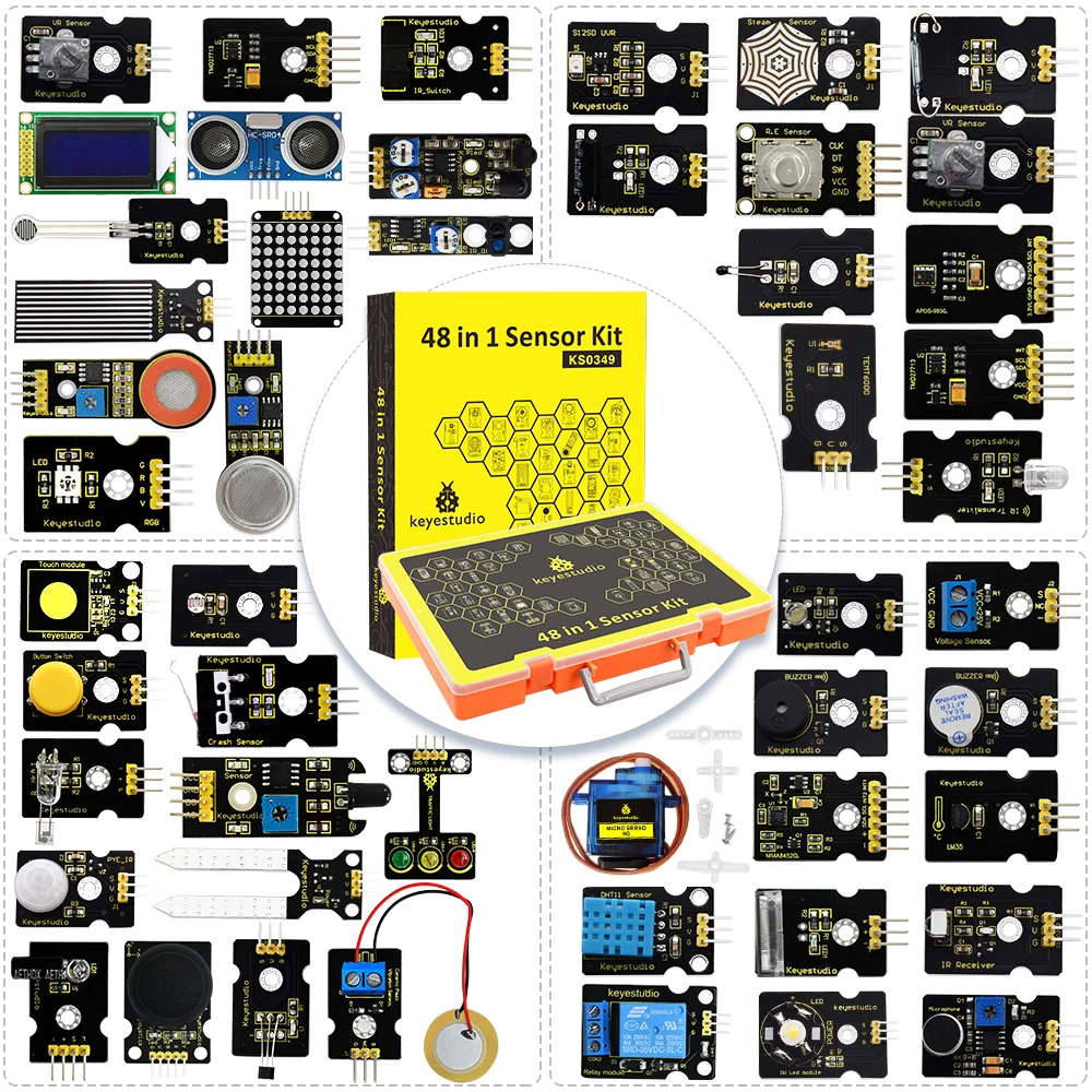 Keyestudio 48 in 1 Sensor Starter Kit For Arduino UNO/ 2560Mega Complete Starter Sensor Kit DIY Projects +48 Projects Code