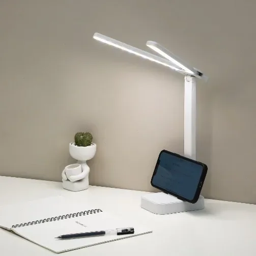 Eye protection desk lamp, double-head USB charging book lamp, three light sources, folding mobile phone holder, gift lamp