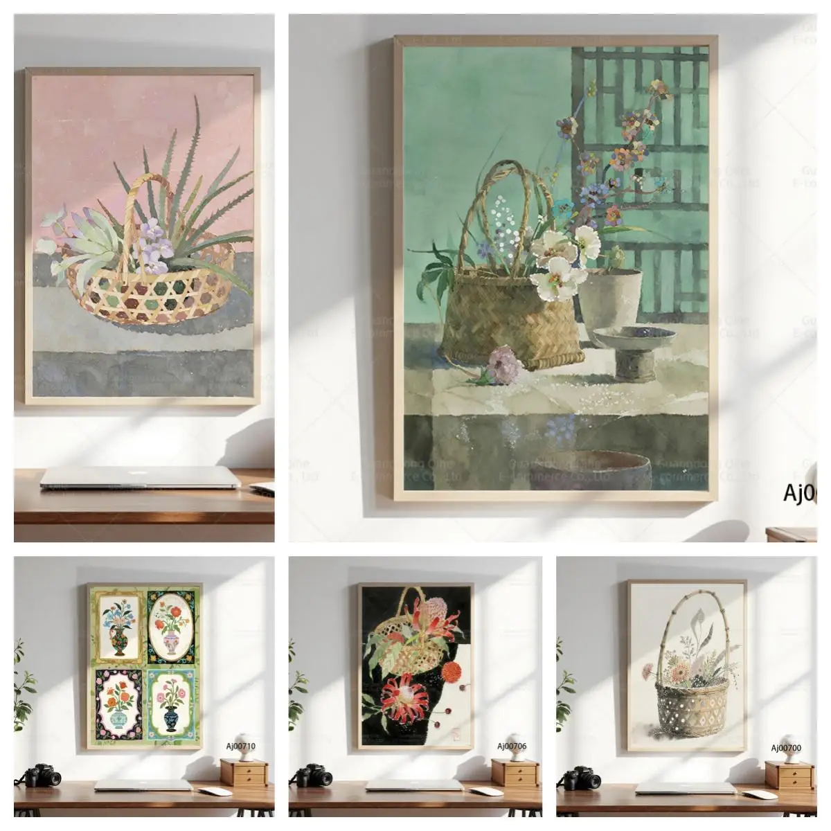 Pegatinas Murales Impresas con Radio Nostálgica  Paisajes y Flores de Estilo Nórdico-Japonés  Decoración Ideal para Habitaciones