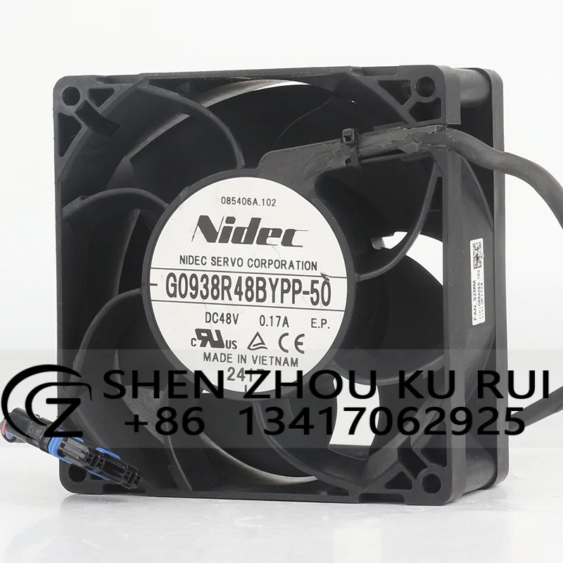 

Корпусный вентилятор Nidec DC48V 0,17A G0938R48BYPP-50 Бесщеточный вентилятор 4-проводной контроль скорости 92X92X38 мм 9238 Водонепроницаемый вентилятор охлаждения сервера