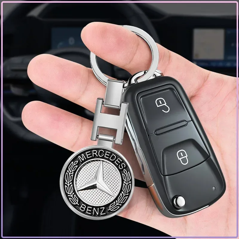 1Pc Car Key Chain Keyring Pendant Metal Keychain Holder Accessories Stickers For Mercedes Benz C43 C63 C55 C Class AMG C180 C200