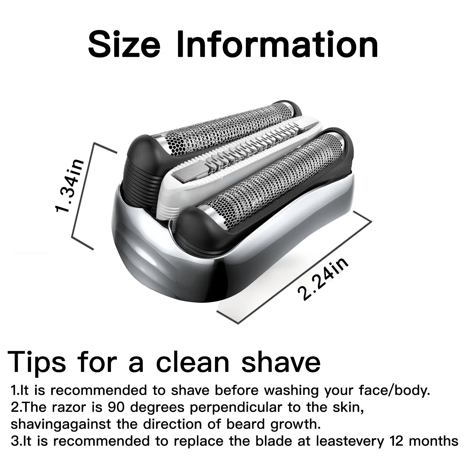 Shaver Replacement Head Washable Electric Razor Cutter Assembly Compatible with Series 3 Men Facial Shaving Razor Spare Parts