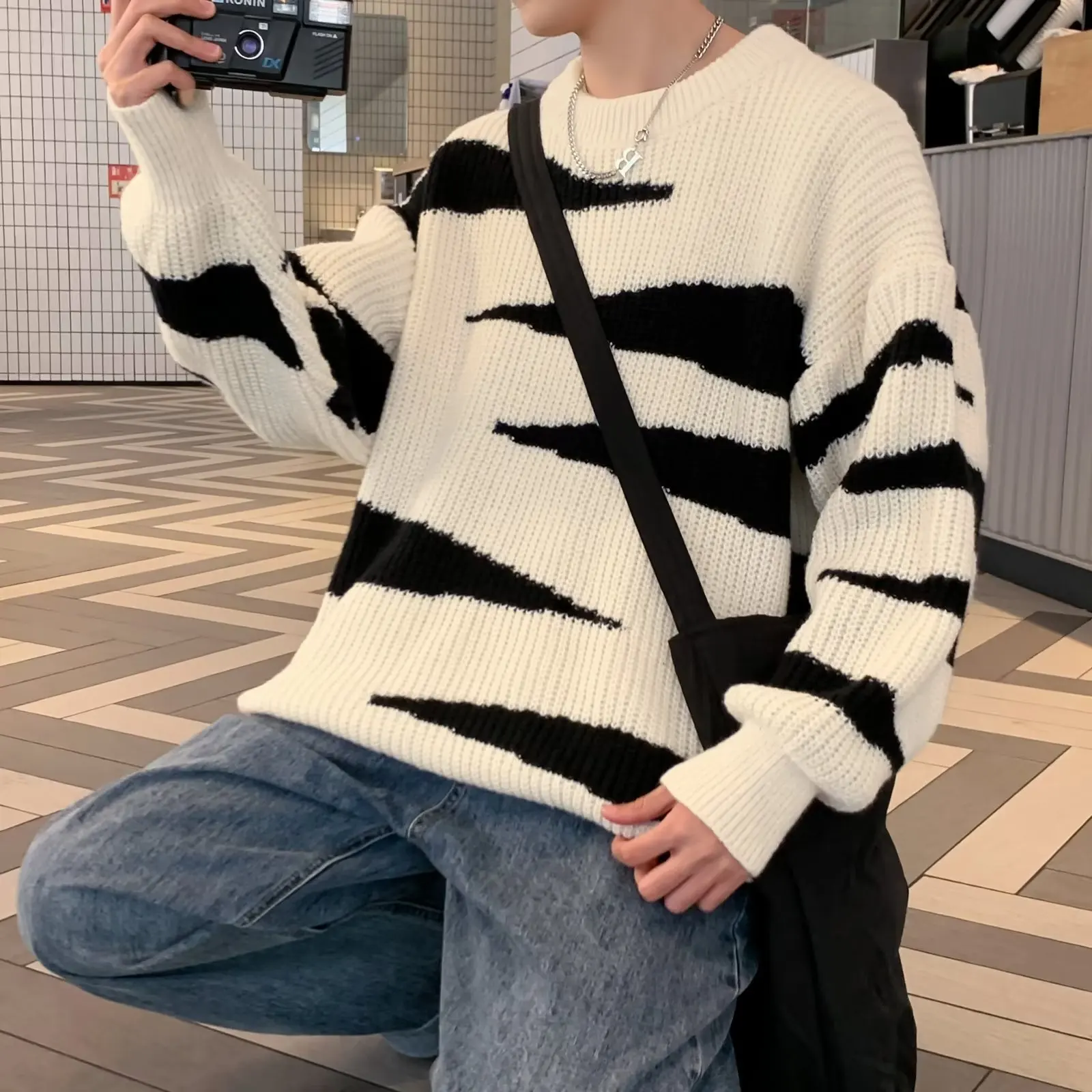 

Loose Fit Men's Lazy Sle round Ne Knitwear Autumn Winter Large Size Casual Faion Trendy Sweater Comfortable Long Sve