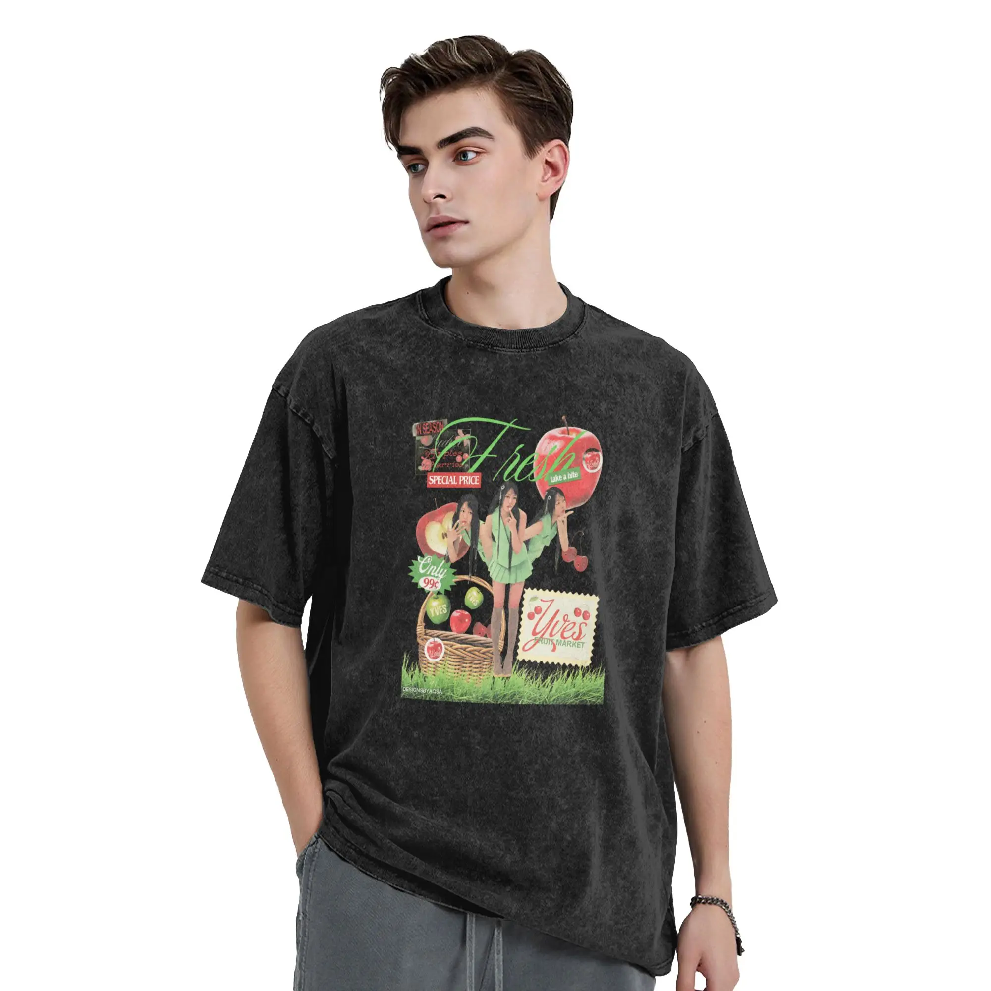 Y-Yves Loop's Album T Shirt for Men Pure Cotton Vintage T-Shirt Crewneck  Tees Short Sleeve Clothes Plus Size