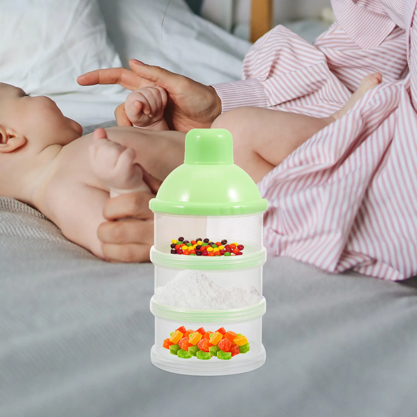 

3pcs Milk Powder Storage Box Baby Food Container Plastic Stackable Powder Organizer 3 Layers Air-Tight Lid Funnel for Snack