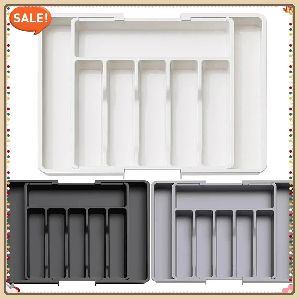 Neuer Verstellbarer Besteckorganizer - Verbesserte Kunststoff-Aufbewahrungsschale mit Trennwänden, Ideal zur Organisation von Löffeln und Messerschubladen.