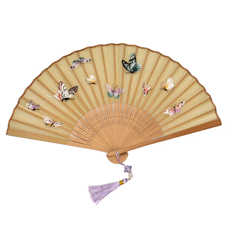 

Сучжоу вышивка складной веер древний стиль вышивка веер древний костюм Ханфу складной веер танцевальный реквизит Сучжоу вышивка красавица