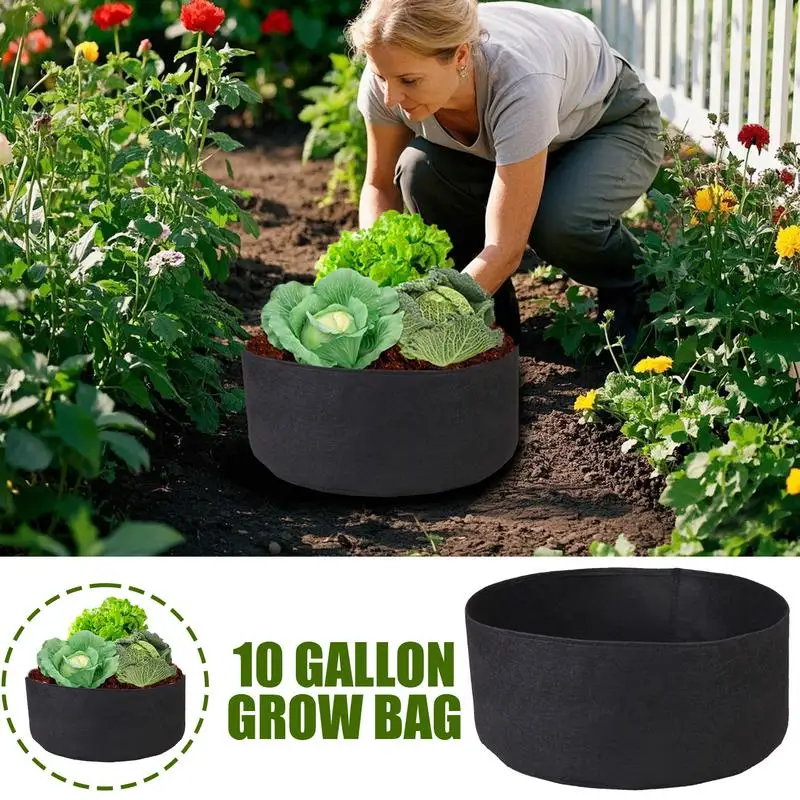 Plant Grow Bags Growing Bags For Vegetables 10X 10/15 Gallon Fabric Planter Pots With Aeration Reusable Container Gardening