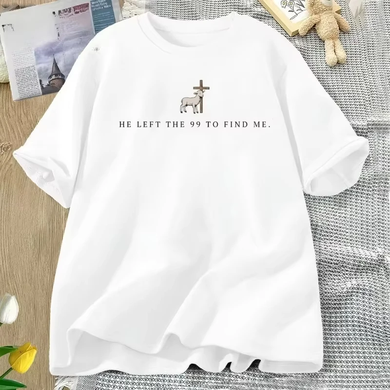 He Left The 99 T Shirt Christian T-Shirts Men Women Bible Verse Tshirt Religious Short Sleeve Tee Shirt Women Clothing Tops