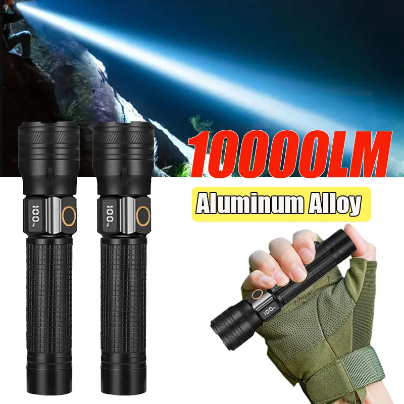 مصباح يدوي صغير محمول LED من الألومنيوم USB مصباح شعلة قابل لإعادة الشحن مدمج ببطارية 18650 ضوء عمل محمول للتخييم #1