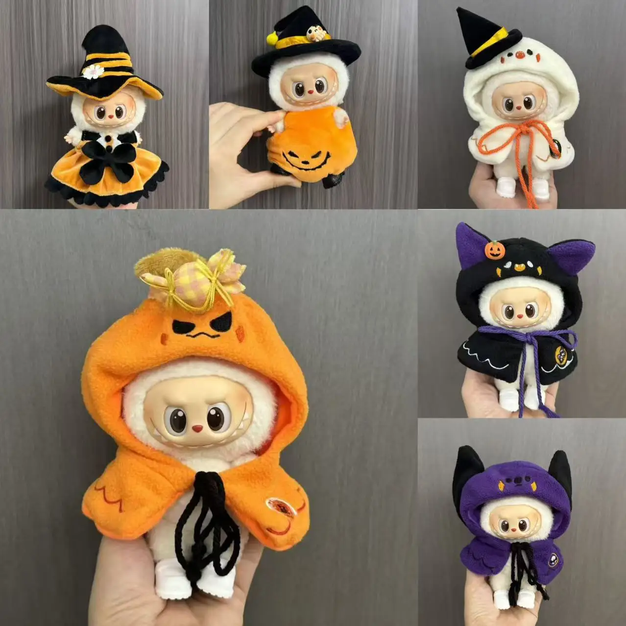 

Halloween Cute Plush Pumpkin Clothes for Labubu V1 V3 with Halloween Witch's Cloak Hat Suit for Ladbubu Dolls Accessories