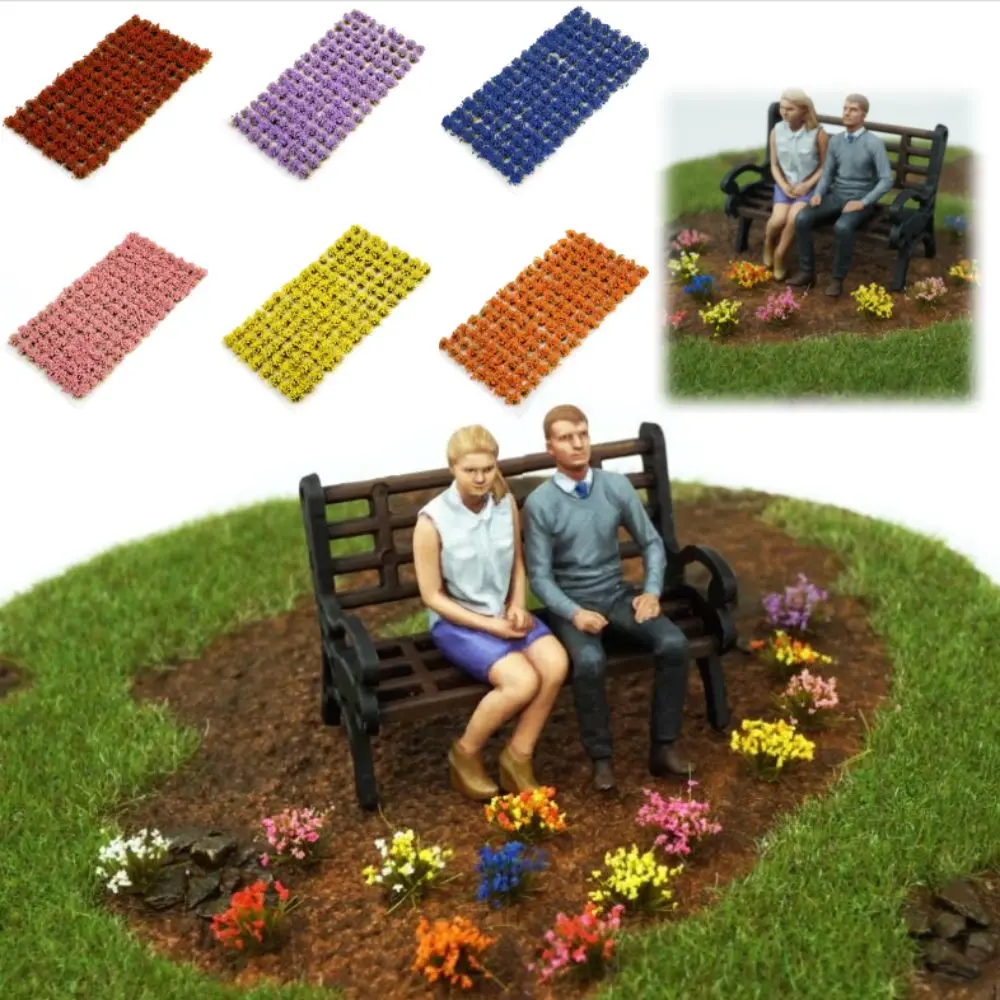 Simulation Miniature Flower Grass Railway Train Grassland Scenery Static Grass Tuft Resin Terrain Model Mini Flower Tuft
