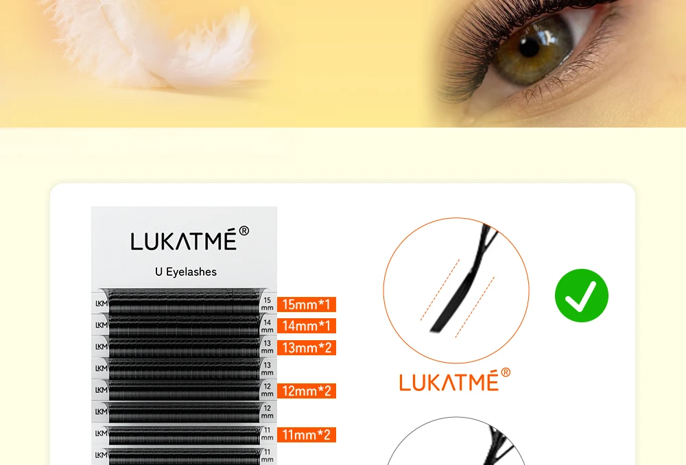 10 Stück/Box LUKATME U-förmige Wimpernverlängerungen Vorgefertigte Fächerwimpern 3D-6D Curl C/D Künstliche Wimpern 7-15mm Mix für Großhandel – Detail 6