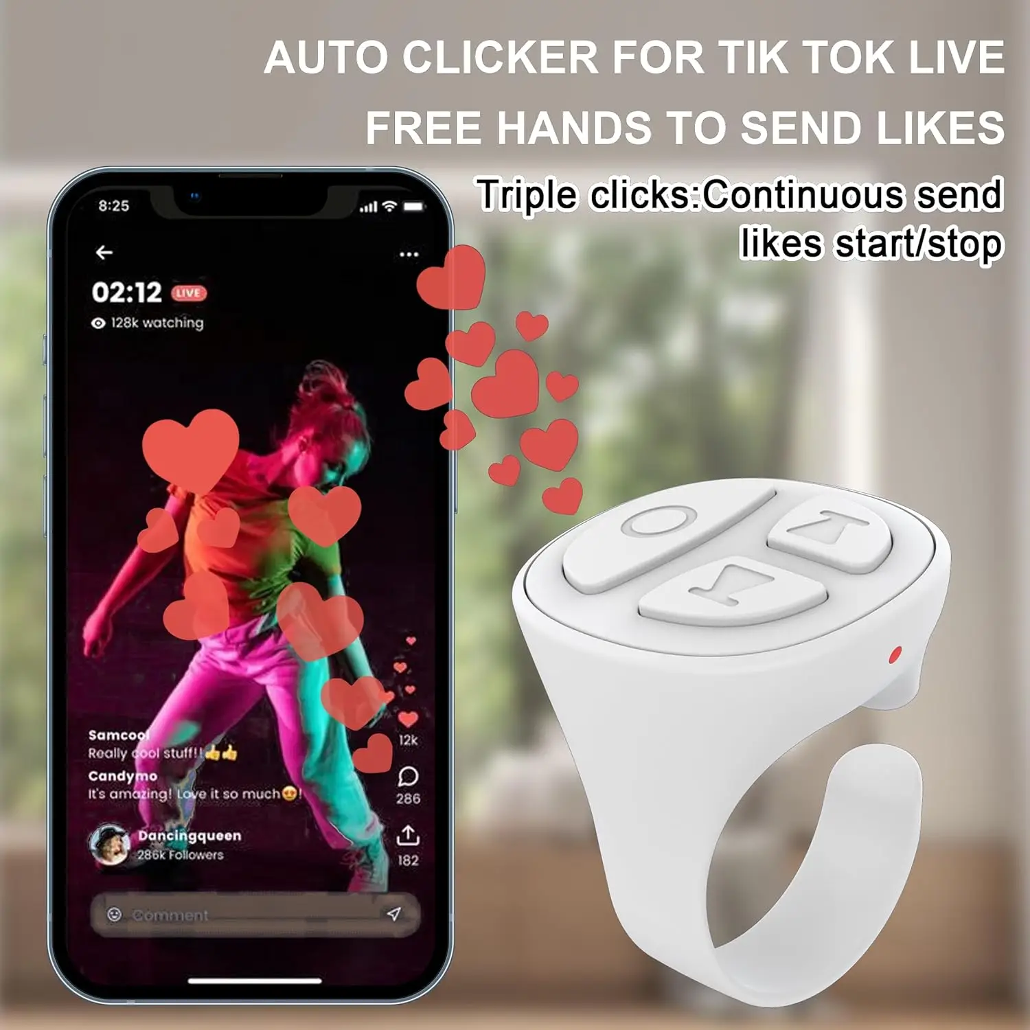 Tiktok Ring Scroller Bluetooth Camera Selfie Button Remote Control Auto Clicker For Tiktok Fingertip Remote Scrolling Ring