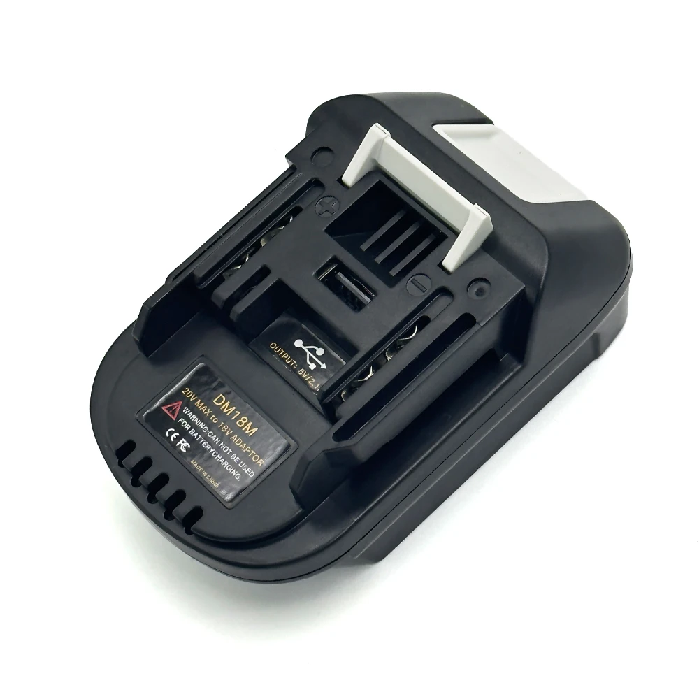 DM18M Battery Adapter with USB Charging Socket for Dewalt 20V&Milwaukee 18V Battery Convert to Makita 18V BL1830 (NO Battery)