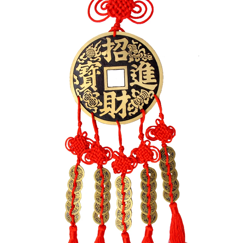 

2022 HOME Courtyard lobby living room GOOD LUCK talisman exorcise evil spirits COPPER Cash FIVE Safety buckle Hanging ornament