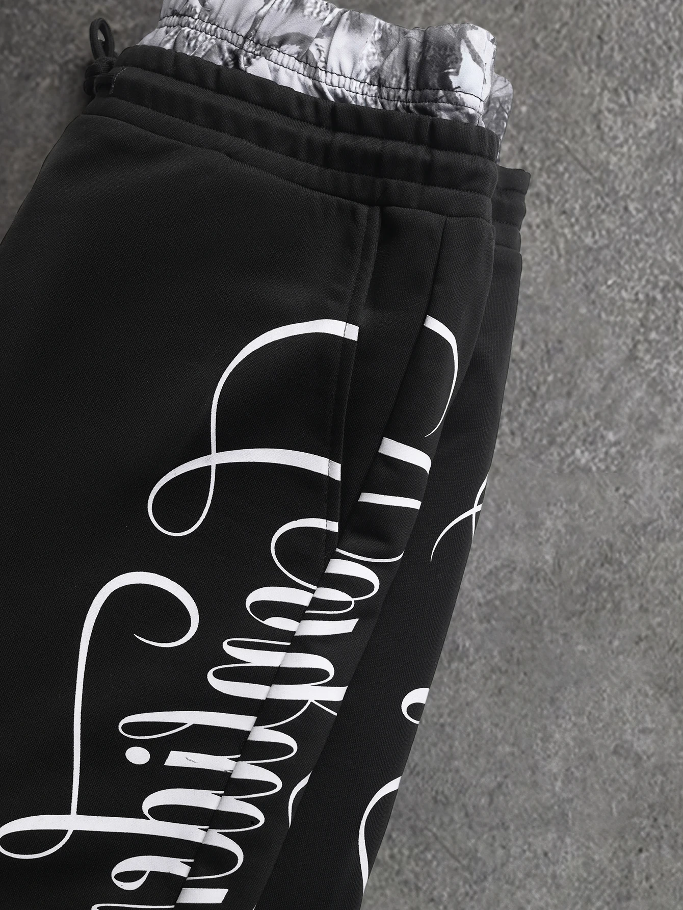 Herren Oversize Streetwear Shorts Marke Dual Waist Cursive Letter Print Polyester Schwarz Mehrfarbig Shorts S-2XL Alle Größen 1 Stück – Detail 8