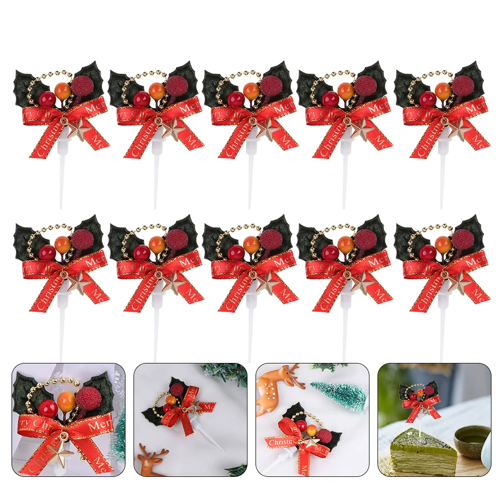 

Five-pointed Star Plugin Cake Dessert Topper Plastic Toppers Xmas Ornament Christmas Decorative Inserted Cards