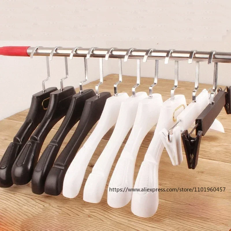 5Pcs/lot Plastic Clothes Hangers Slip-Proof Bathroom Towel Holder Adult Wide Shoulder with Notch Drying Rack Organizer Coats