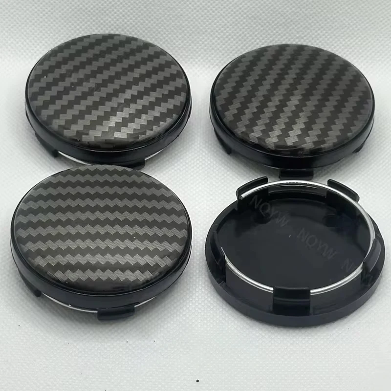 4Pcs/Set 58mm 3D Carbon Fiber Car Wheel Center Caps Car Rim Hubcap Cover Black Silver Hubcap Dust-proof Covers Car Accessories