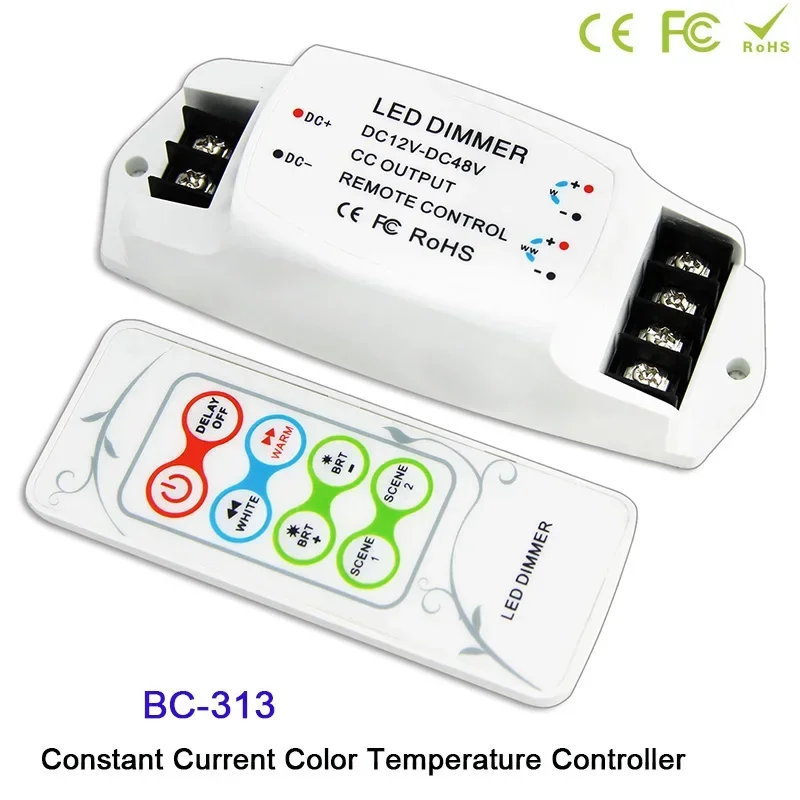

350MA/700MA PWM Color Temperature LED Light Controller DC12V-48V DIY Cold white / Warm white lamp dimmer BC-313-CC & remote