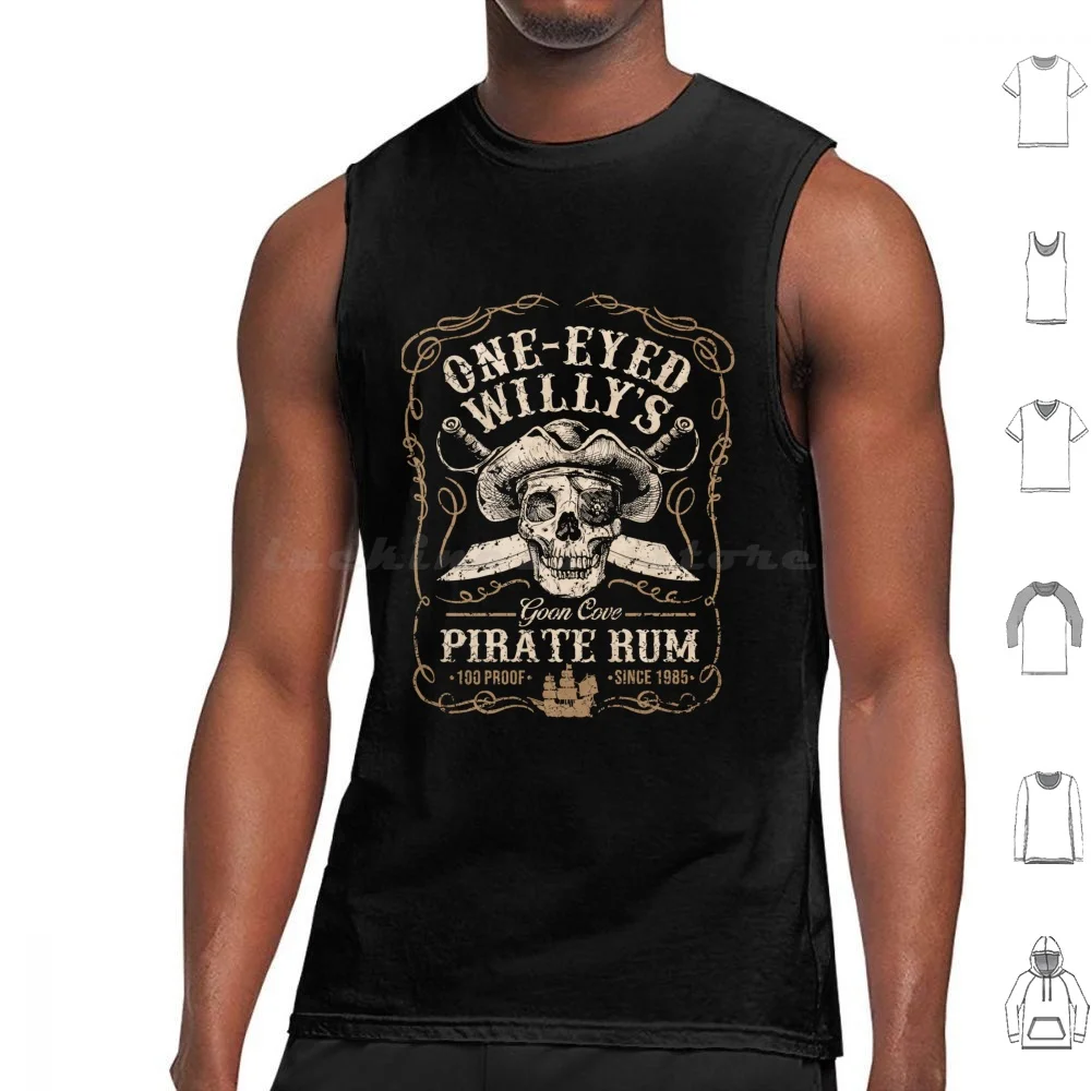 Camisetas sin mangas One Eyed Willy's Cove Pirate Rum, chaleco sin mangas, Goonies One Eyed Willy, estilo retro de los años 80, nostálgico, clásico
