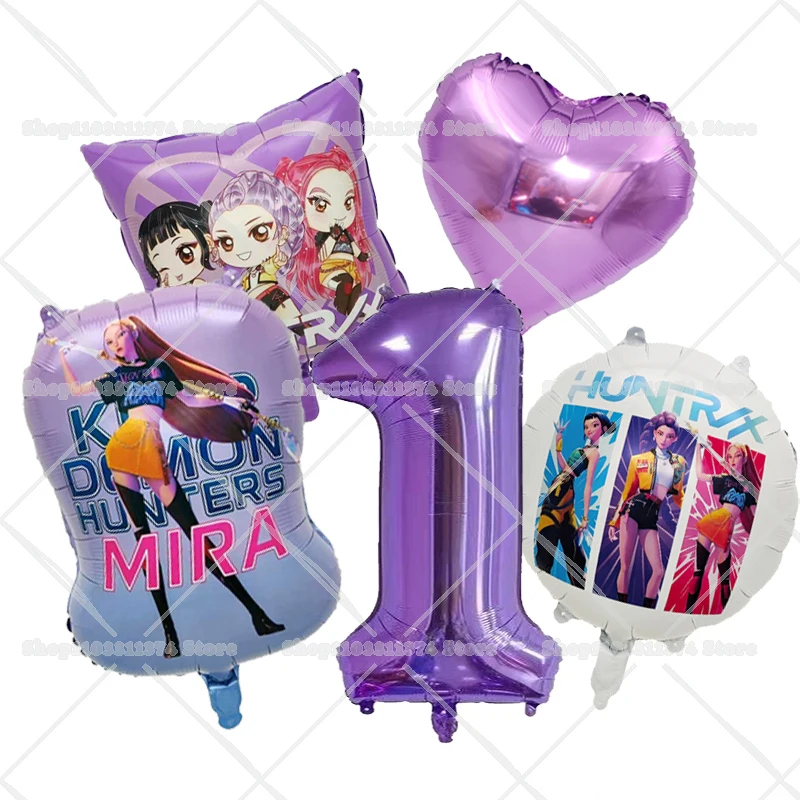 Anime-Figur Geburtstagsparty-Dekoration Zahlenballons-Set Mädchen Jungen Party-Geschenke Runde Herzform-Ballons Heim-Deko Requisiten