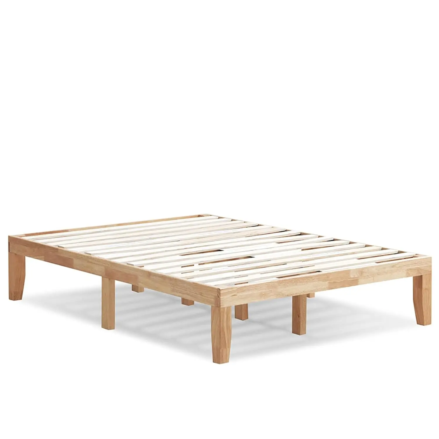 14 Inch Wood Platform Bed Frame Full Size, Wooden Foundation With Rubber Frame & Strong Slats, No Box Spring Needed, Customized
