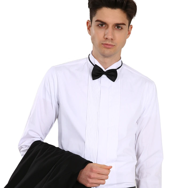 White Dress Shirt Men\'s Single-breasted Long-sleeve Square Collar Shirts Wedding/party/performance Camisa Male Chemise S-7XL 8XL