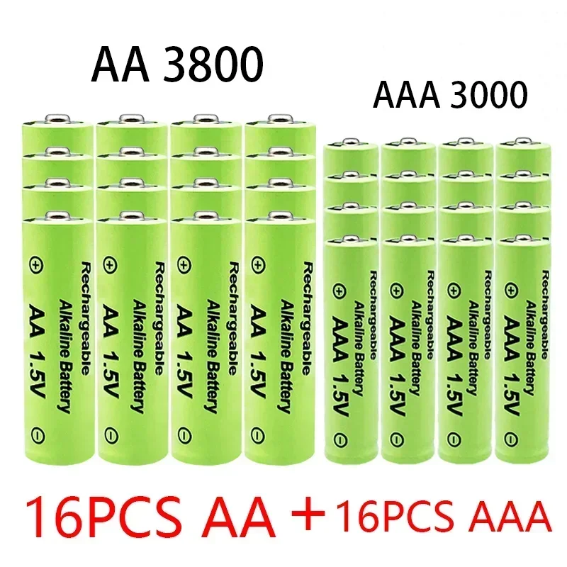 1.5V AA + AAA NI MH Rechargeable AAA 3800 + AA 3000mAh For Torch Toys Clock MP3 Player Replace Ni-Mh Battery