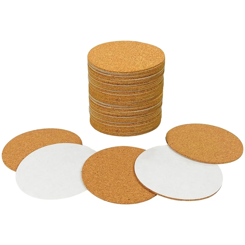 40 Pack Self-Adhesive Cork Round 3.5 Inch Backing Sheets Cork Coasters For DIY Crafts-Bottom Protection-AA68