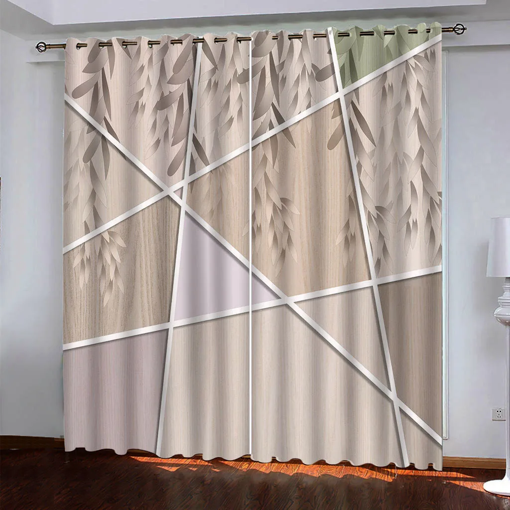 HUANZHUANG Nordic Geometric Art Pattern Blackout Curtains Print Grommet Window Drapes For Bedroom Living Room Home Decor 2 Panel