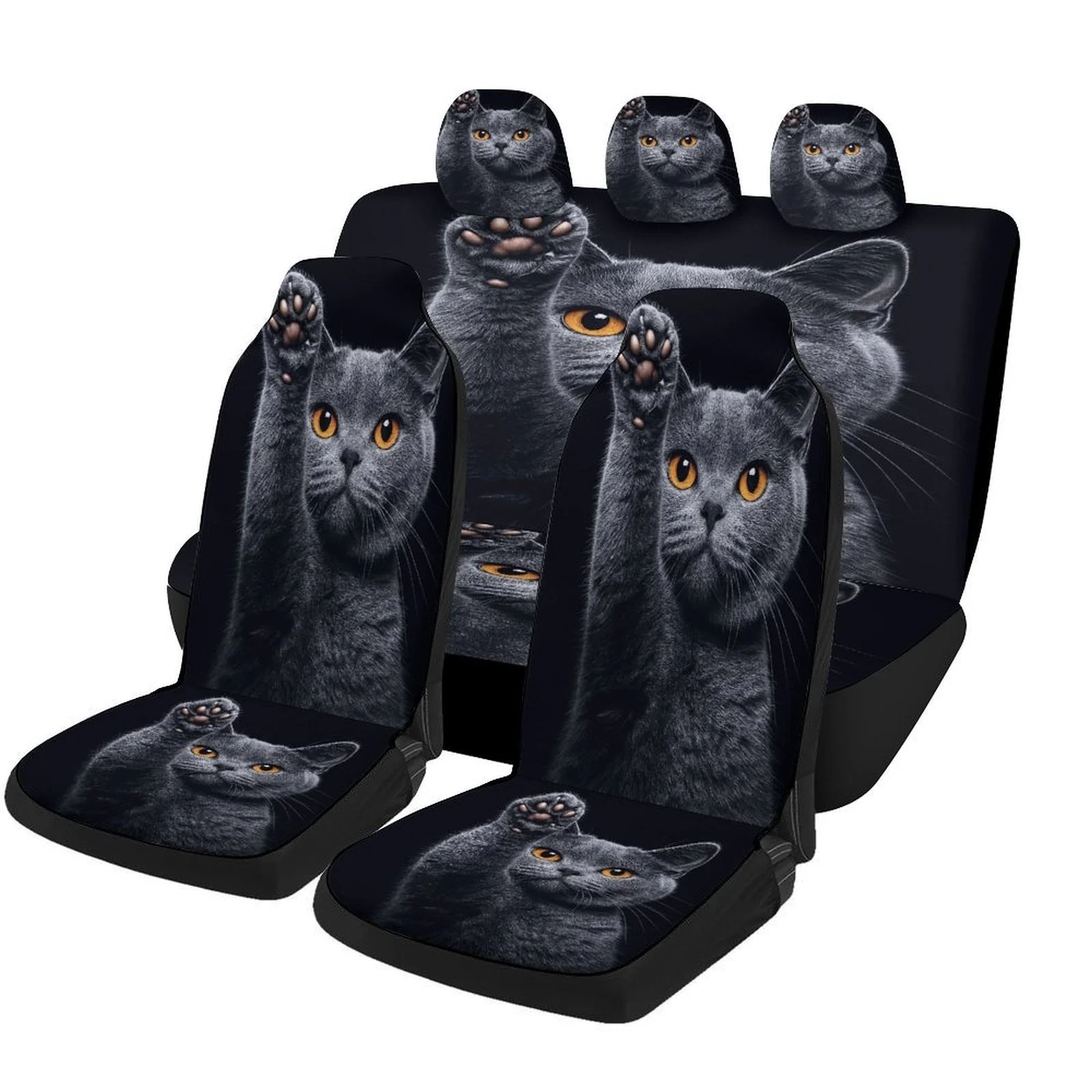 

Cat Paws Up Designed Car Seat Cover Set For Most Cars, Trendy Novelty High-quality Car Seat Protector Covers Full Set, Universal